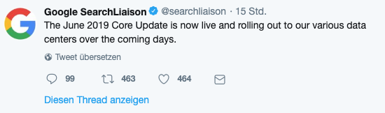 Google June 2019 Core Update Rollout